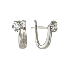 Серьги из белого золота Мастер Бриллиант 05M2-105-22 с бриллиантом 05M2-105-22 фото