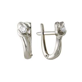 Серьги из белого золота Мастер Бриллиант 05M2-105-27 с бриллиантом 05M2-105-27 фото