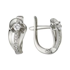 Серьги из белого золота Мастер Бриллиант 05M2-105-320 с бриллиантом 05M2-105-320 фото