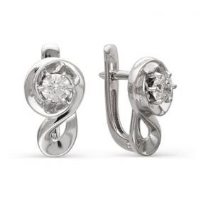 Серьги из белого золота Мастер Бриллиант 05M2-105-368 с бриллиантом 05M2-105-368 фото