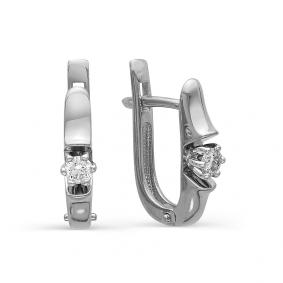 Серьги из белого золота Мастер Бриллиант 05M2-105-388 с бриллиантом 05M2-105-388 фото