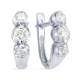 Серьги из белого золота Мастер Бриллиант 05M2-106-331 с бриллиантом 05M2-106-331 фото