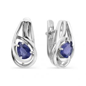 Серьги из белого золота Мастер Бриллиант 05M2-106-430-02 с сапфиром 05M2-106-430-02 фото