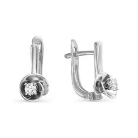 Серьги из белого золота Мастер Бриллиант 05M2-106-672 с бриллиантом 05M2-106-672 фото