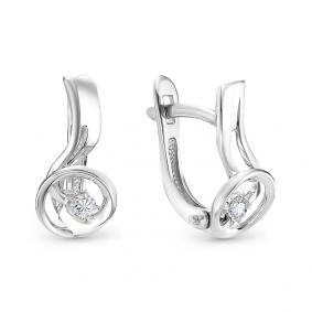 Серьги из белого золота Мастер Бриллиант 05M2-106-784 с бриллиантом 05M2-106-784 фото