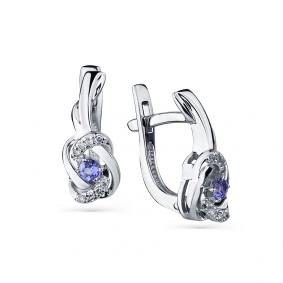 Серьги из белого золота Мастер Бриллиант 05M2-106-790-31 с бриллиантом и танзанитом 05M2-106-790-31 фото