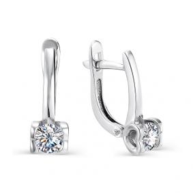 Серьги из белого золота Мастер Бриллиант 05M2-106-840 с бриллиантом 05M2-106-840 фото