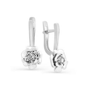 Серьги из белого золота Мастер Бриллиант 05M2-106-906 с бриллиантом 05M2-106-906 фото