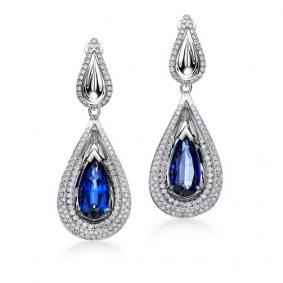 Серьги из белого золота Мастер Бриллиант 05M2-107-004 с бриллиантом и сапфировым корундом 05M2-107-004 фото