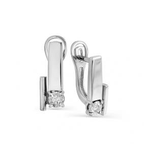 Серьги из белого золота Мастер Бриллиант 05M2-107-080 с бриллиантом 05M2-107-080 фото