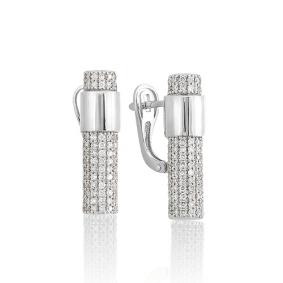 Серьги из белого золота Мастер Бриллиант 05M2-107-084/1 с бриллиантом 05M2-107-084/1 фото