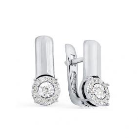 Серьги из белого золота Мастер Бриллиант 05M2-107-087 с бриллиантом 05M2-107-087 фото