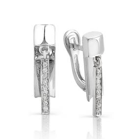 Серьги из белого золота Мастер Бриллиант 05M2-107-089 с бриллиантом 05M2-107-089 фото