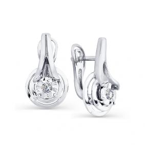 Серьги из белого золота Мастер Бриллиант 05M2-107-116 с бриллиантом 05M2-107-116 фото