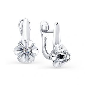 Серьги из белого золота Мастер Бриллиант 05M2-107-117 с бриллиантом 05M2-107-117 фото