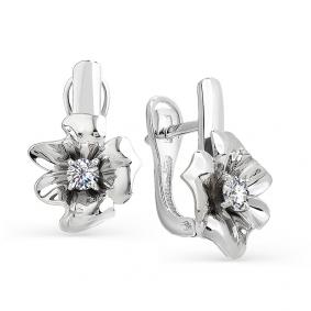 Серьги из белого золота Мастер Бриллиант 05M2-107-136 с бриллиантом 05M2-107-136 фото