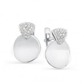 Серьги из белого золота Мастер Бриллиант 05M2-107-205 с бриллиантом 05M2-107-205 фото