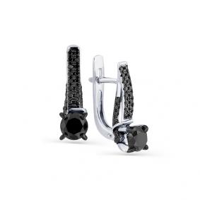 Серьги из белого золота Мастер Бриллиант 05M2-107-232-48 с бриллиантом 05M2-107-232-48 фото