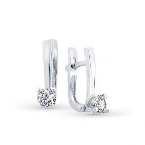 Серьги из белого золота Мастер Бриллиант 05M2-107-281 с бриллиантом 05M2-107-281 фото