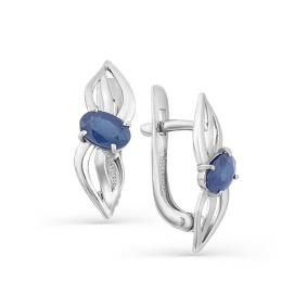 Серьги из белого золота Мастер Бриллиант 05M2-107-305-02 с сапфиром 05M2-107-305-02 фото