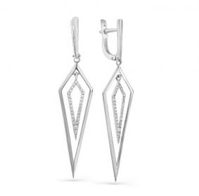 Серьги из белого золота Мастер Бриллиант 05M2-107-310 с бриллиантом 05M2-107-310 фото