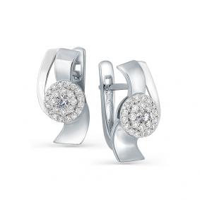 Серьги из белого золота Мастер Бриллиант 05M2-107-334 с бриллиантом 05M2-107-334 фото