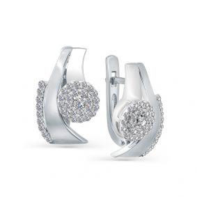 Серьги из белого золота Мастер Бриллиант 05M2-107-337 с бриллиантом 05M2-107-337 фото