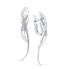 Серьги из белого золота Мастер Бриллиант 05M2-107-342 с бриллиантом 05M2-107-342 фото