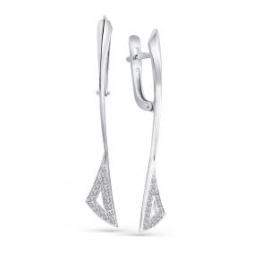 Серьги из белого золота Мастер Бриллиант 05M2-107-358 с бриллиантом 05M2-107-358 фото