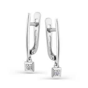 Серьги из белого золота Мастер Бриллиант 05M2-107-366 с бриллиантом 05M2-107-366 фото