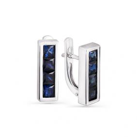 Серьги из белого золота Мастер Бриллиант 05M2-107-371-02 с сапфиром 05M2-107-371-02 фото