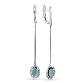 Серьги из белого золота Мастер Бриллиант 05M2-107-375/1-30 с бриллиантом и шпинелью 05M2-107-375/1-30 фото