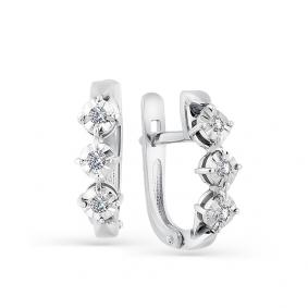 Серьги из белого золота Мастер Бриллиант 05M2-107-390 с бриллиантом 05M2-107-390 фото