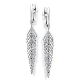 Серьги из белого золота Мастер Бриллиант 05M2-107-451 с бриллиантом 05M2-107-451 фото