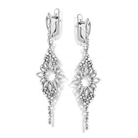 Серьги из белого золота Мастер Бриллиант 05M2-107-457 с бриллиантом 05M2-107-457 фото