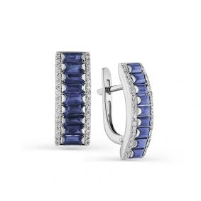 Серьги из белого золота Мастер Бриллиант 05M2-107-497-02 с бриллиантом и сапфиром 05M2-107-497-02 фото