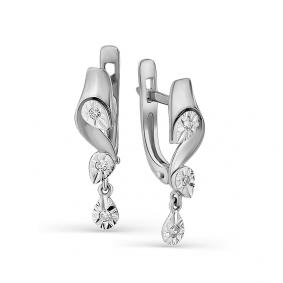 Серьги из белого золота Мастер Бриллиант 05M2-107-510/1 с бриллиантом 05M2-107-510/1 фото