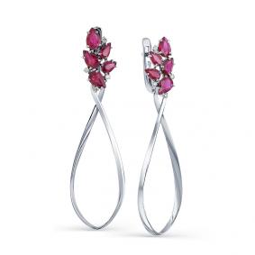 Серьги из белого золота Мастер Бриллиант 05M2-107-511-03 с бриллиантом и рубином 05M2-107-511-03 фото