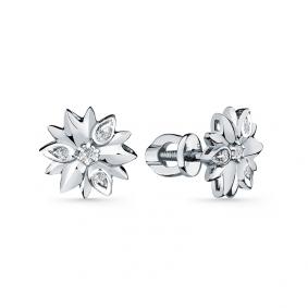 Серьги из белого золота Мастер Бриллиант 05M2-107-512/1 с бриллиантом 05M2-107-512/1 фото