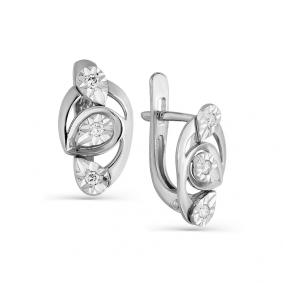 Серьги из белого золота Мастер Бриллиант 05M2-107-548/1 с бриллиантом 05M2-107-548/1 фото