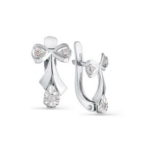 Серьги из белого золота Мастер Бриллиант 05M2-107-551/1 с бриллиантом 05M2-107-551/1 фото