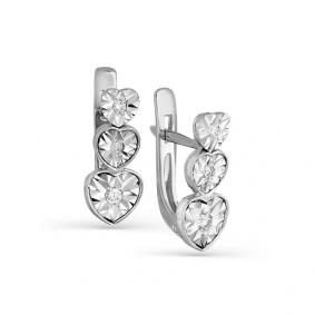 Серьги из белого золота Мастер Бриллиант 05M2-107-555/1 с бриллиантом 05M2-107-555/1 фото