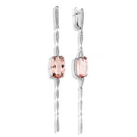 Серьги из белого золота Мастер Бриллиант 05M2-107-589-13 с бриллиантом и морганитом 05M2-107-589-13 фото