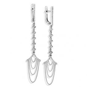 Серьги из белого золота Мастер Бриллиант 05M2-107-643 с бриллиантом 05M2-107-643 фото