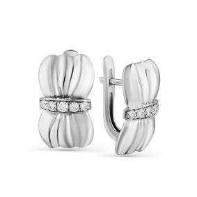 Серьги из белого золота Мастер Бриллиант 05M2-107-660 с бриллиантом 05M2-107-660 фото