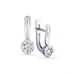 Серьги из белого золота Мастер Бриллиант 05M2-107-721 с бриллиантом 05M2-107-721 фото