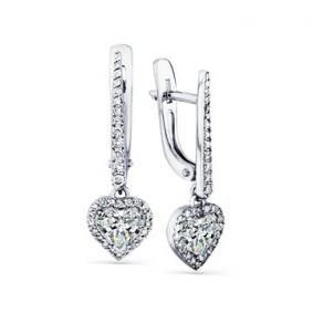 Серьги из белого золота Мастер Бриллиант 05M2-107-763 с бриллиантом 05M2-107-763 фото