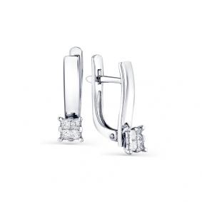 Серьги из белого золота Мастер Бриллиант 05M2-107-777-7 с бриллиантом 05M2-107-777-7 фото