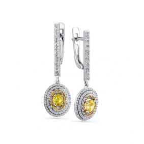 Серьги из белого золота Мастер Бриллиант 05M2-107-796-55 с бриллиантом 05M2-107-796-55 фото