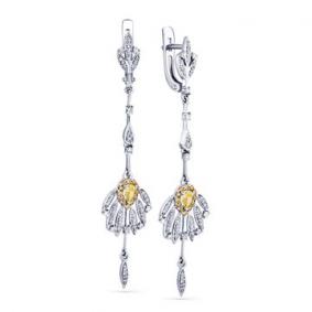 Серьги из белого золота Мастер Бриллиант 05M2-107-808-55 с бриллиантом 05M2-107-808-55 фото